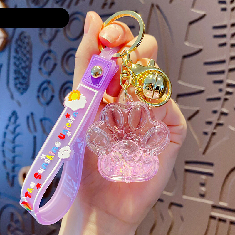 Wholesale Acrylic Floating Liquid Quicksand Bottle Cat Claw Keychain