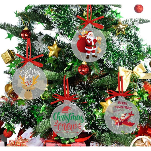Wholesale 10pcs New Sticker DIY Glitter Acrylic Christmas Pendant Home Decoration