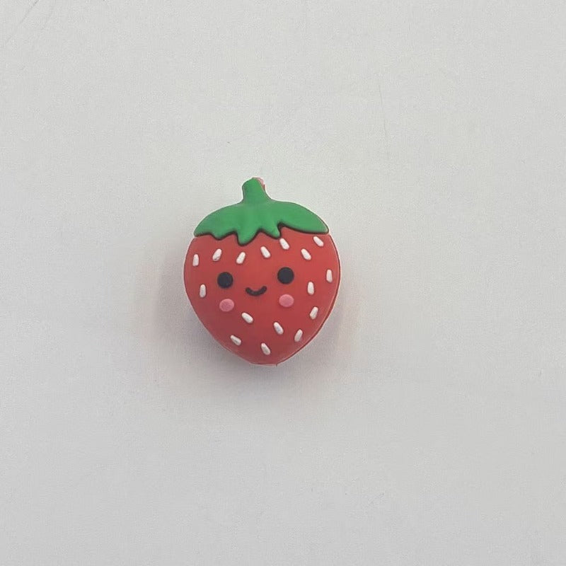 Wholesale 10pcs 3D Strawberry Silicone Beads