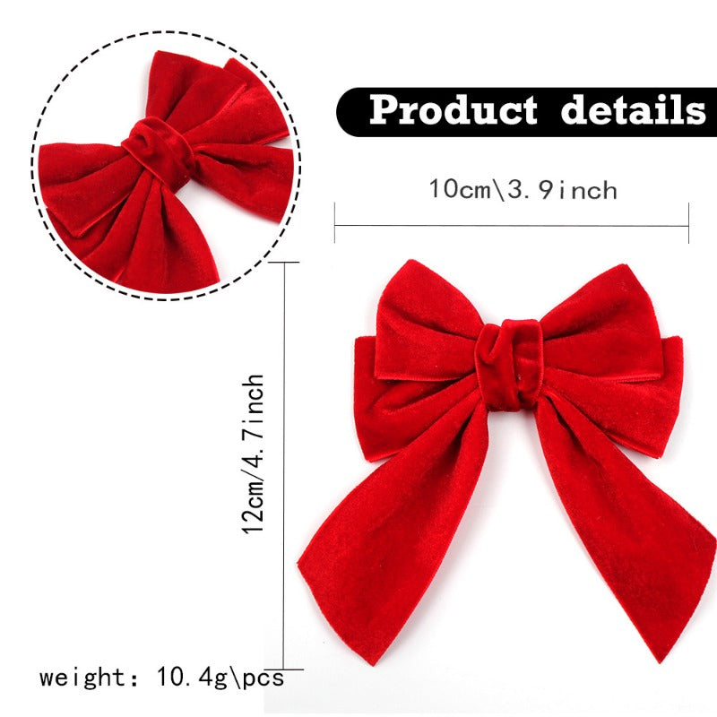 Wholesale 5pcs A-grade Velvet Christmas Velvet Ribbon Bow Sweet Hair Clip