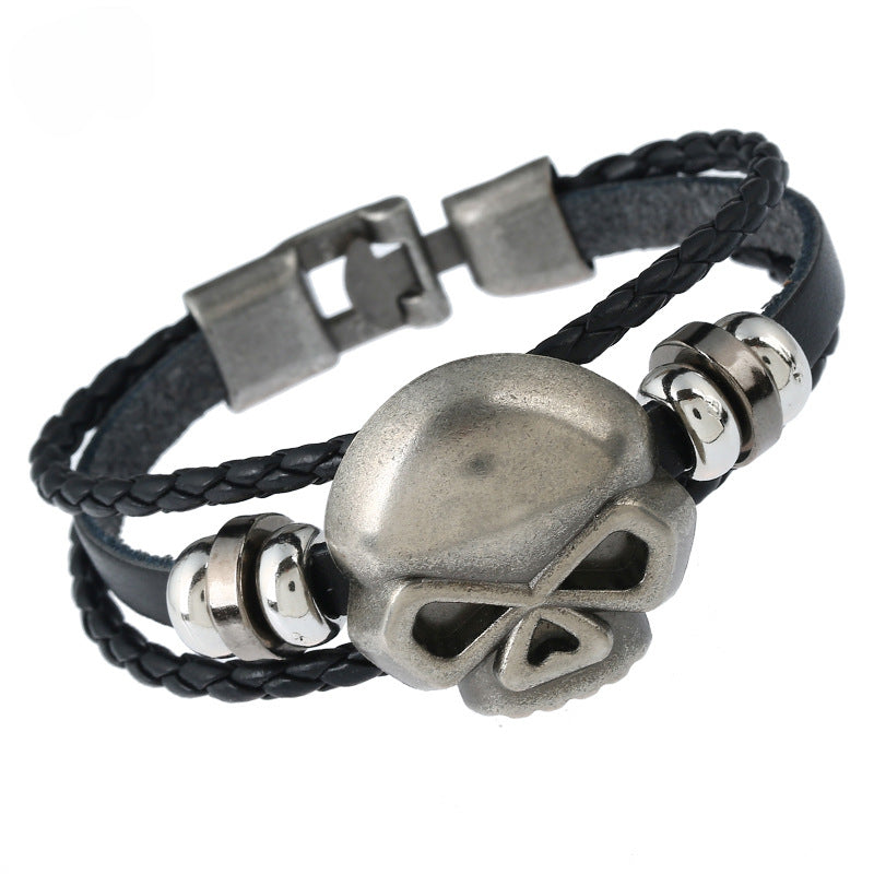 Wholesale Braided Buckle Leather Bracelet Personality Halloween Skull Leather Bracelet
