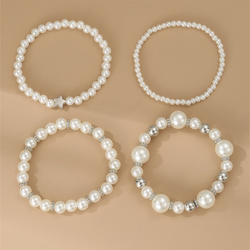 Wholesale Bohemian Pentagram Love Pearl Bracelet Set