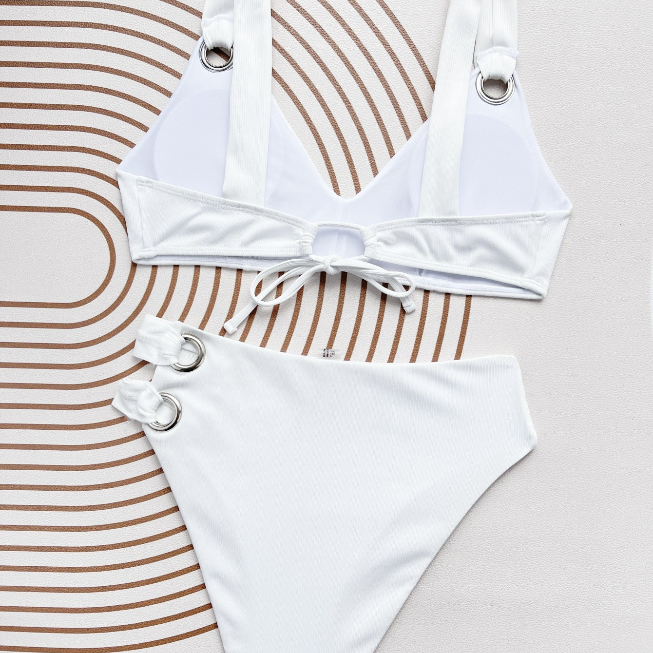 Wholesale Split Solid Color Polyester Swimwear