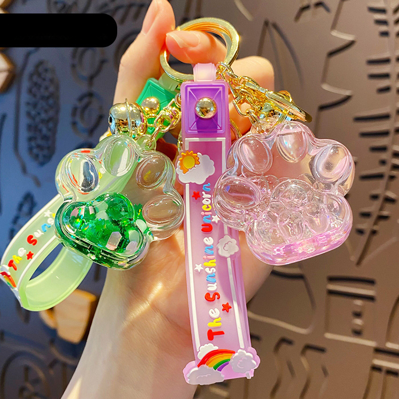Wholesale Acrylic Floating Liquid Quicksand Bottle Cat Claw Keychain