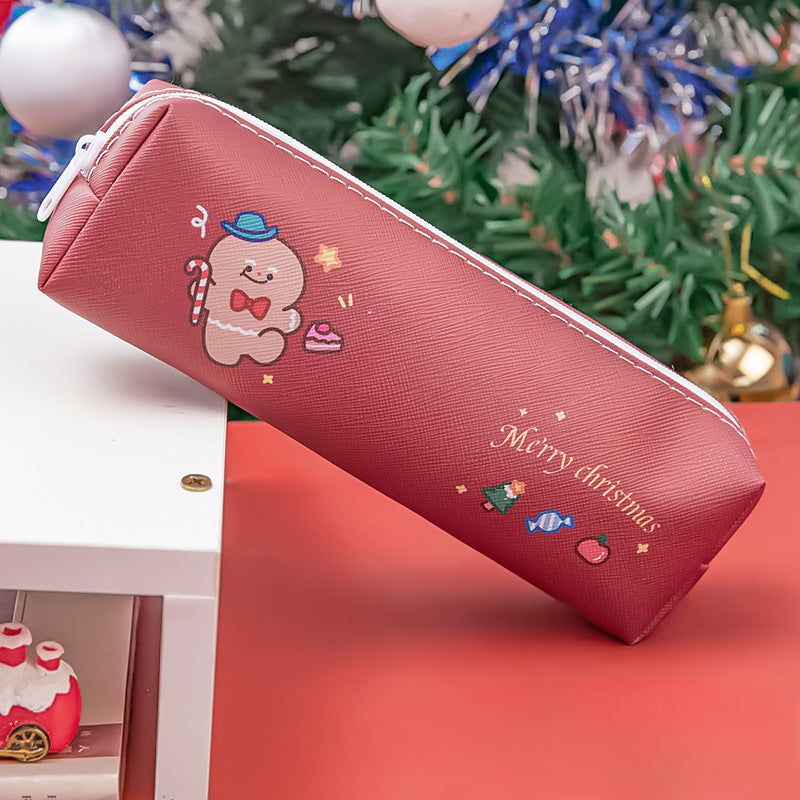 Wholesale PU Christmas Cartoon Pencil Bag