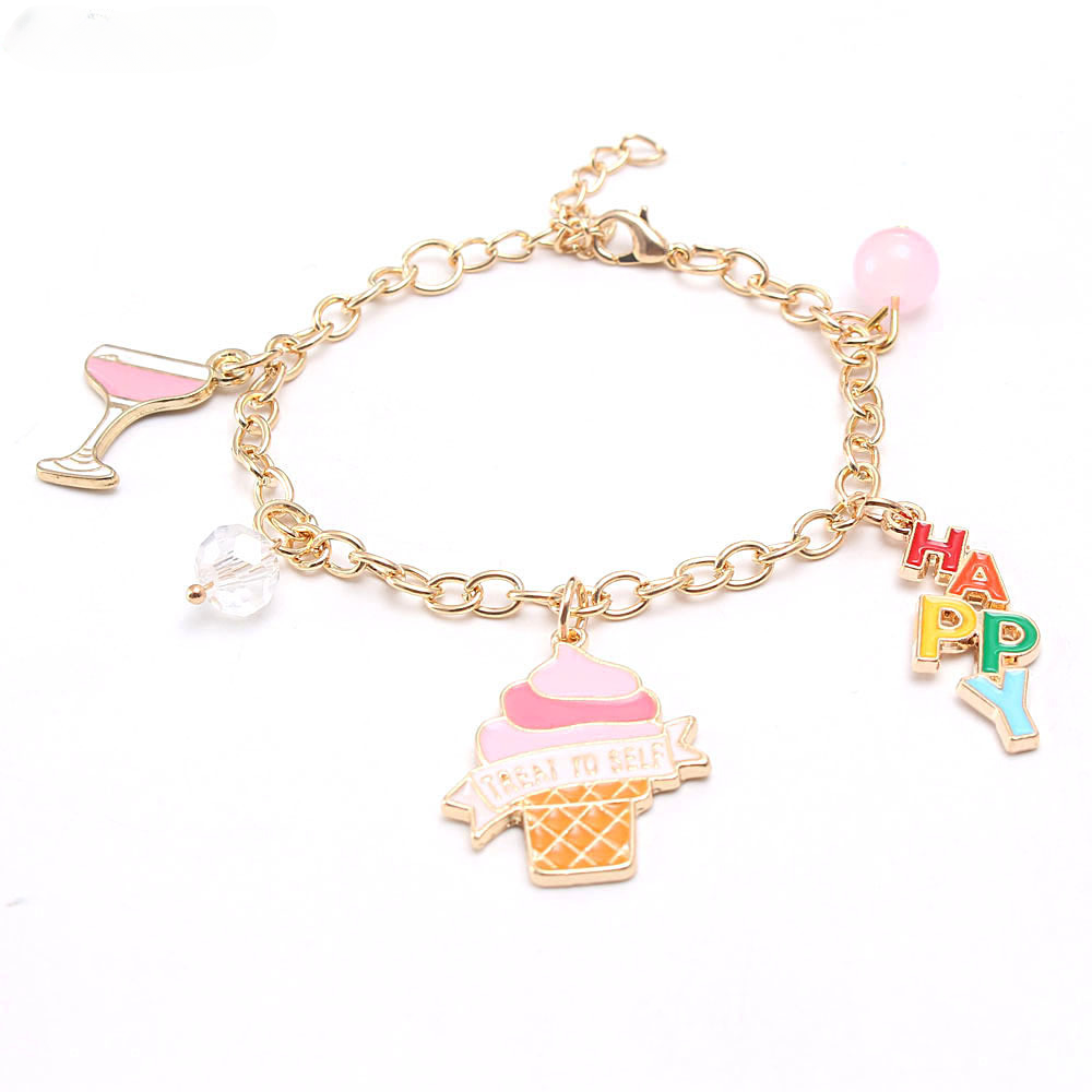 Wholesale Ice Cream Drip Oil Alloy Pendant Bracelet