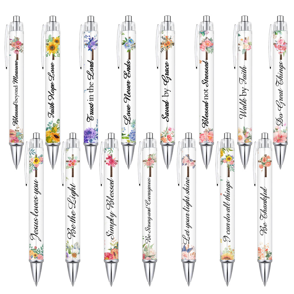 Wholesale 15pcs Inspirational Bible Verses Plastic Round Pen Body for Office and Gift
