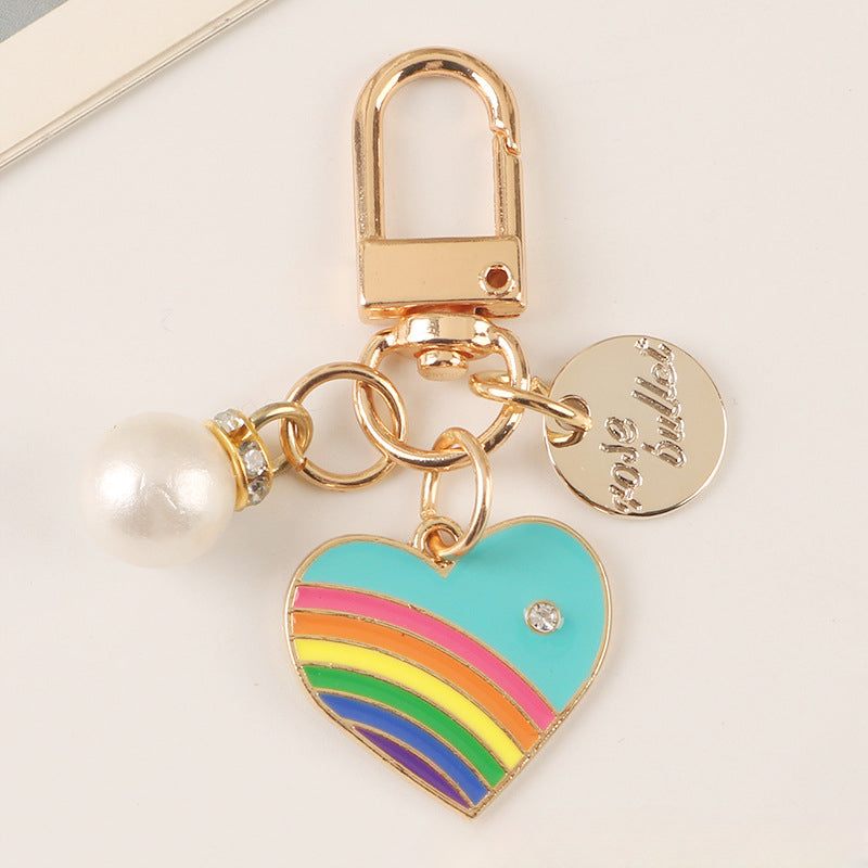 Wholesale Rainbow Heart Alloy Keychains