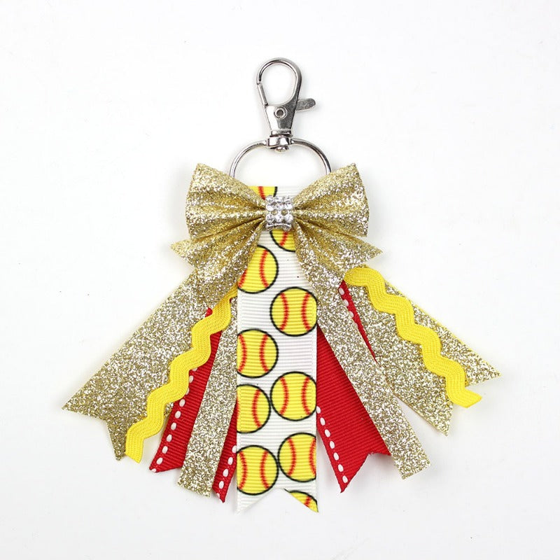 Wholesale 5pcs Teen Cheerleader Bow Lanyard Ribbon Keychains