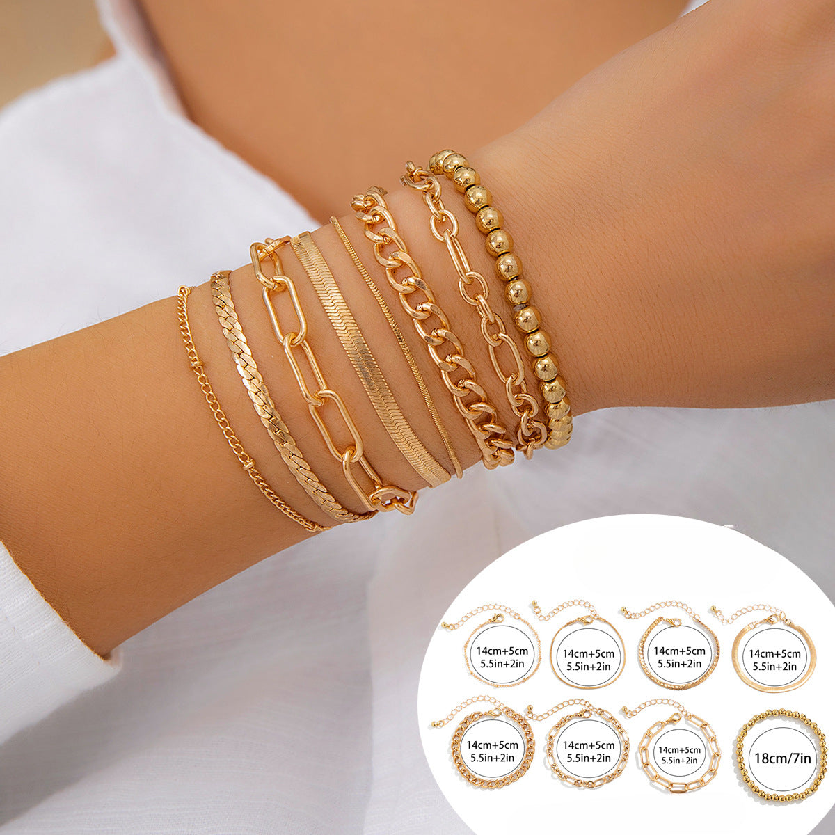 Wholesale Sweet Cool Beaded Love Alloy Bracelet Set