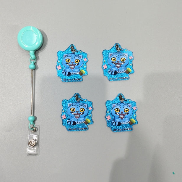 Wholesale 10pcs/Pack Blue Cat DIY Acrylic Flatbacks for Badge Reels Keychains