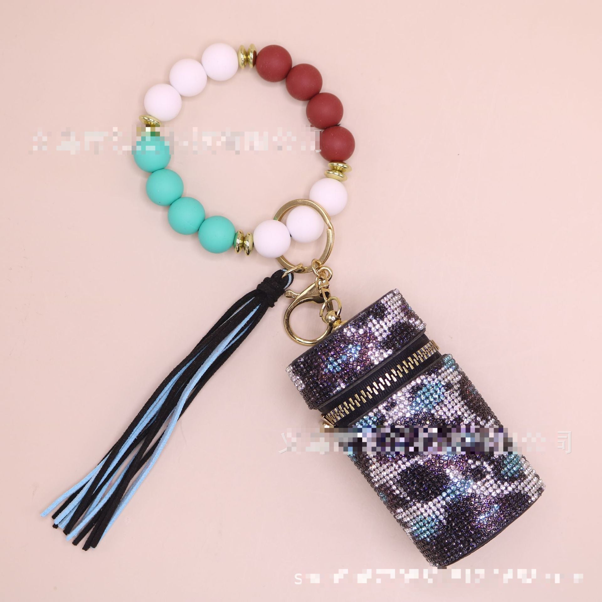 Wholesale Rhinestone Lipstick Bag Silicone Wrist Keychain