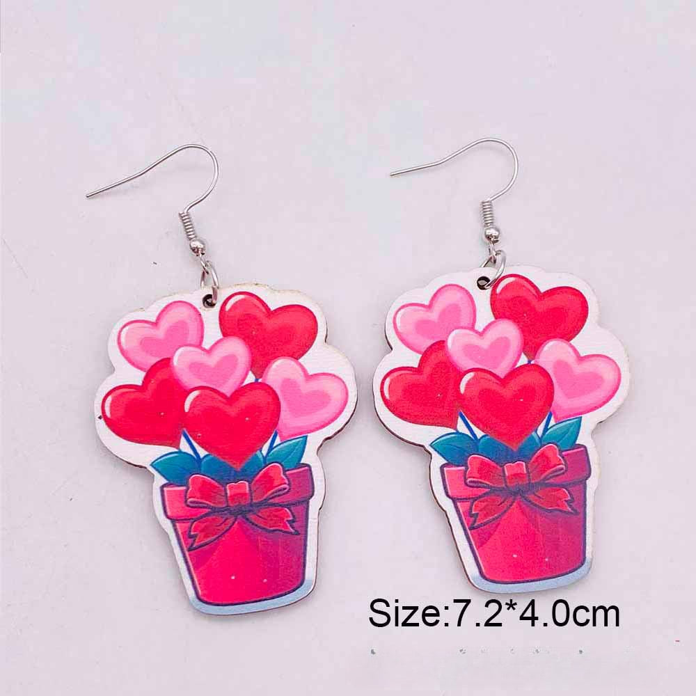 Wholesale Valentine's Day Love Hot Air Balloon Dwarf Lips Wooden Earrings