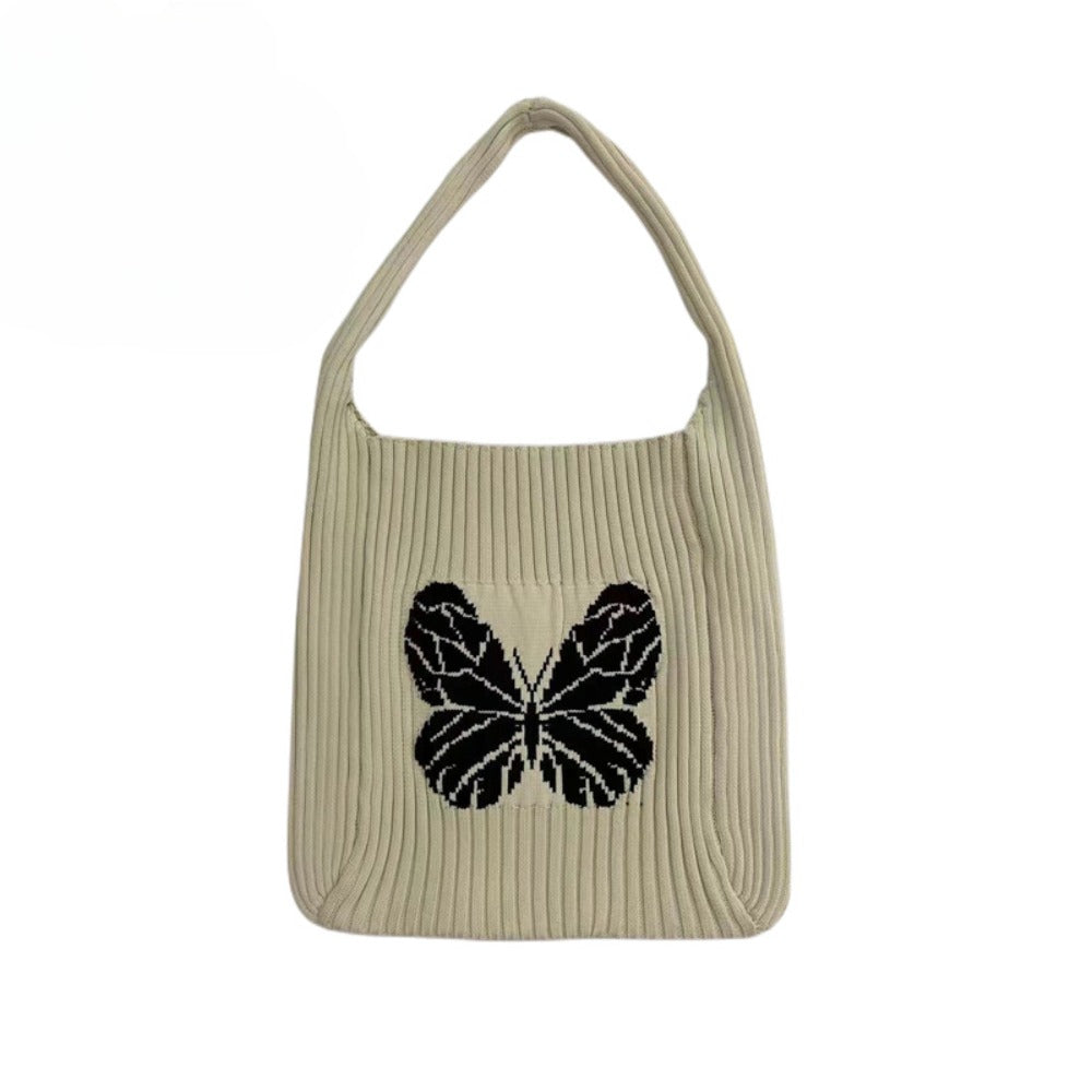 Wholesale Woven Contrast Color Butterfly Knitted Shoulder Bag