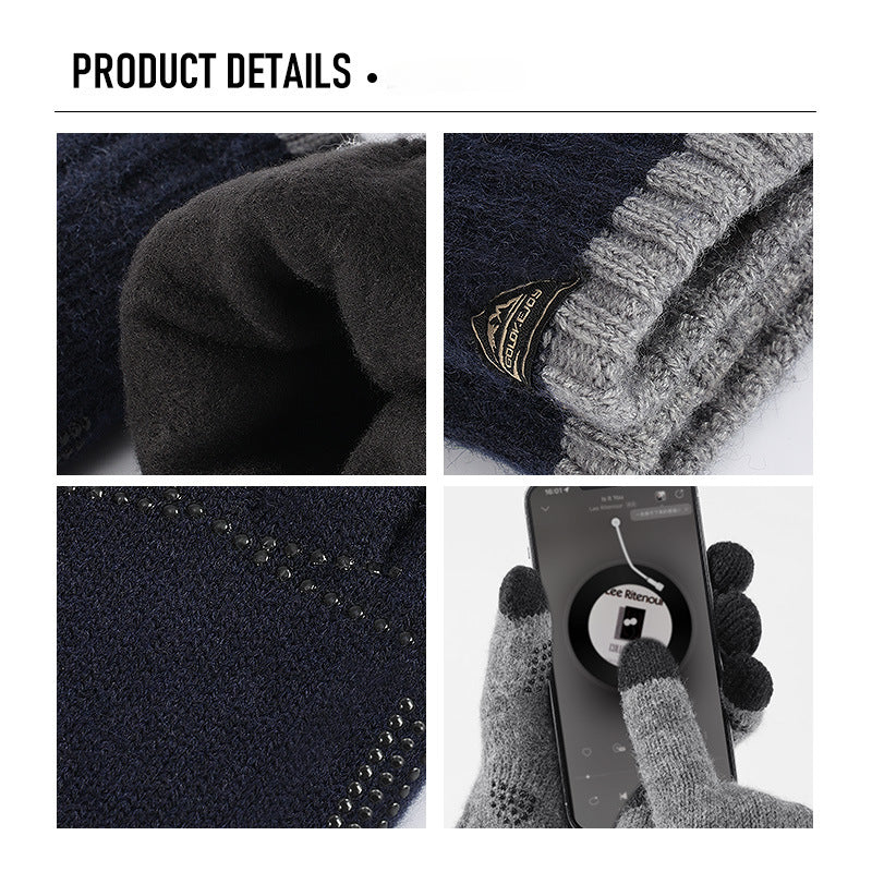 Wholesale Winter Warm Knitted Outdoor Cycling Windproof Breathable Touch Screen Double Layer Thickened Gloves