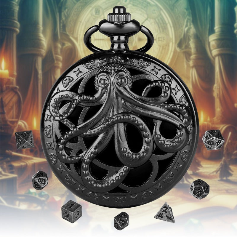 Wholesale DND Dice Bronze Hollow Octopus Thick Waist Chain Pocket Watch Case