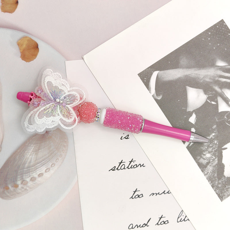 Wholesale Butterfly Sugar Diamond Pen Handmade Fine Plastic Beaded Pen