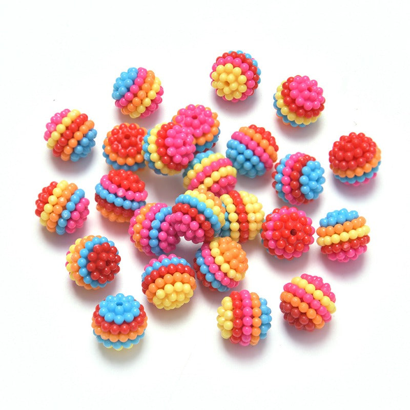 Wholesale 100pcs ABS Imitation Pearl Straight Hole Colorful Bayberry Rainbow Color Children's DIY Beads
