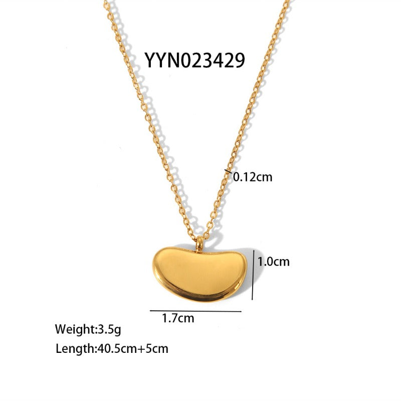 Wholesale Fashion Gold Ingot Necklace Gold Beans Autumn and Winter High-end Stainless Steel Jewelry Set