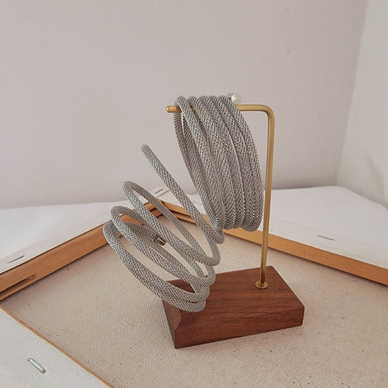 Wholesale Exaggerated Punk Elastic Lines Multi-layer Wrapped Metal Bracelets