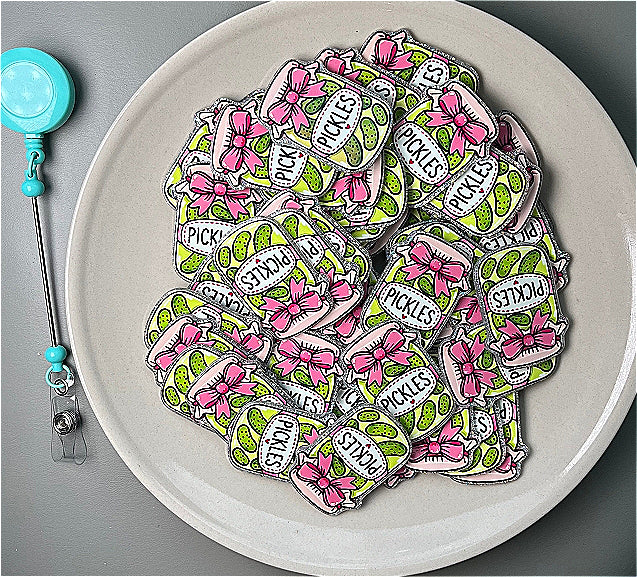 Wholesale 10pcs/Pack Green Bottle with Bow DIY Acrylic Flatbacks for Badge Reels Keychains