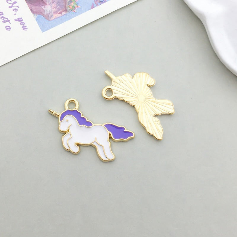 Wholesale Mix 30 Purple Drip Oil Alloy Cute Cartoon Simulation Animal Pendant