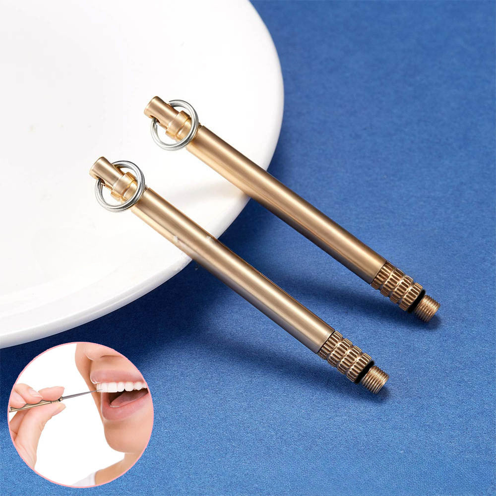 Wholesale brass integrated creative portable fruit pick stainless steel multifunctional titanium alloy toothpick
