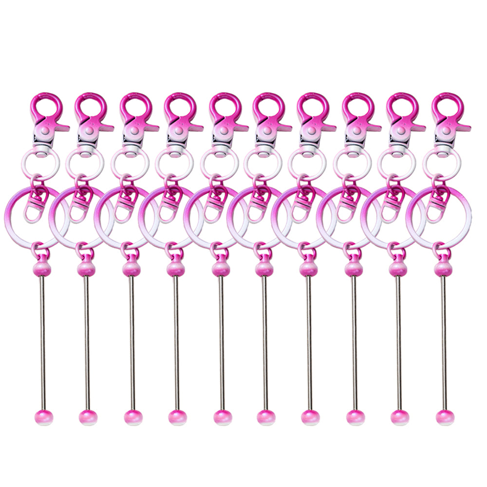 Wholesale 10pcs Candy Color Gradient Color Metal DIY Beadable Keychains Bar