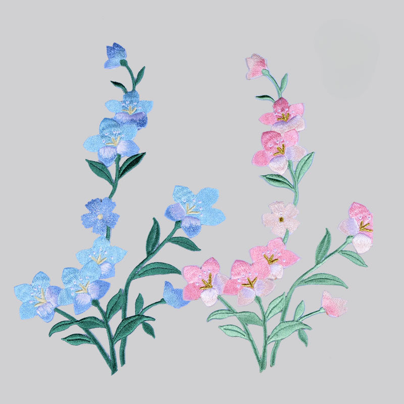 Wholesale DIY Embroidery Cloth Patch Orchid with Glue Hat Clothes Decoration