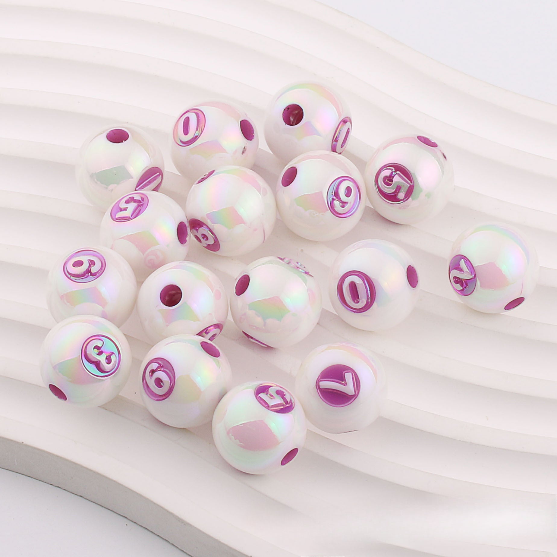 Wholesale 50pcs Mapei Color Digital UV Plating Color Straight Hole DIY Beads