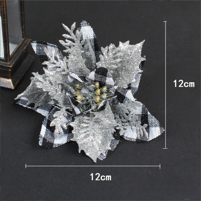 Wholesale of Gold, Silver, and Red Three-layer Plastic Christmas Decorative Flowers