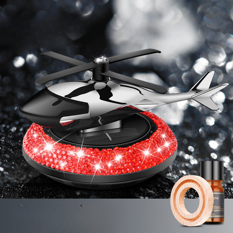 Wholesale Car Diamond Helicopter Perfume Essential Oil Aroma Diffuser Solar Energy Plastic Rotating Ornaments