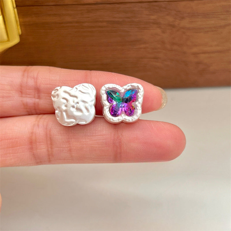 Wholesale 5PCS/PACK Butterfly Alloy Colored Diamond Perforated Beads