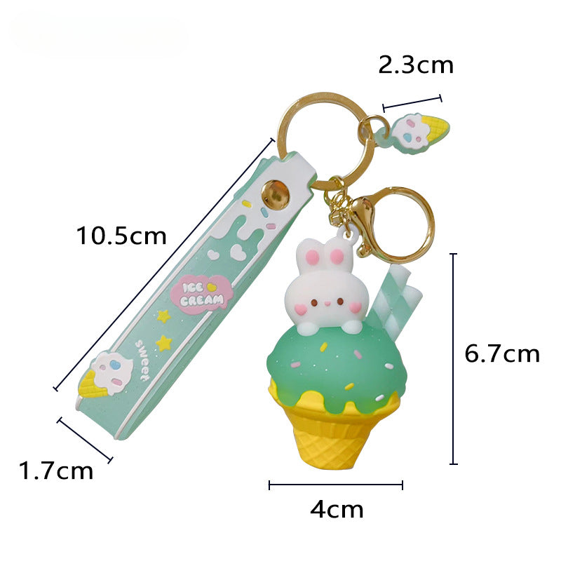 Wholesale Ice Cream Cone Rabbit Doll Silicone Keychain