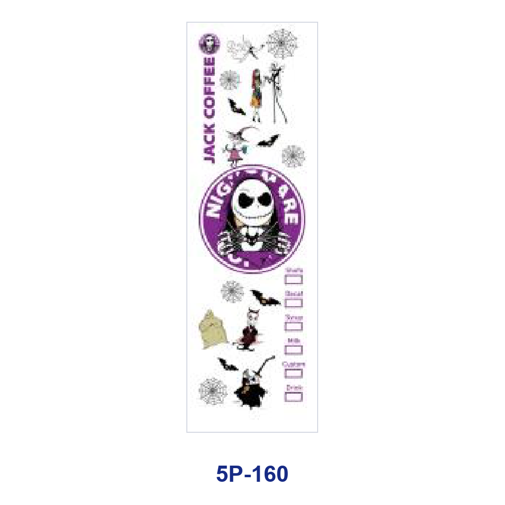 Wholesale 2/ 8/ 16pcs Spooky  Skull Ghost Bat Moon Element Print Pen and Bookmark Stickers UV DTF Wraps OLY Exclusive
