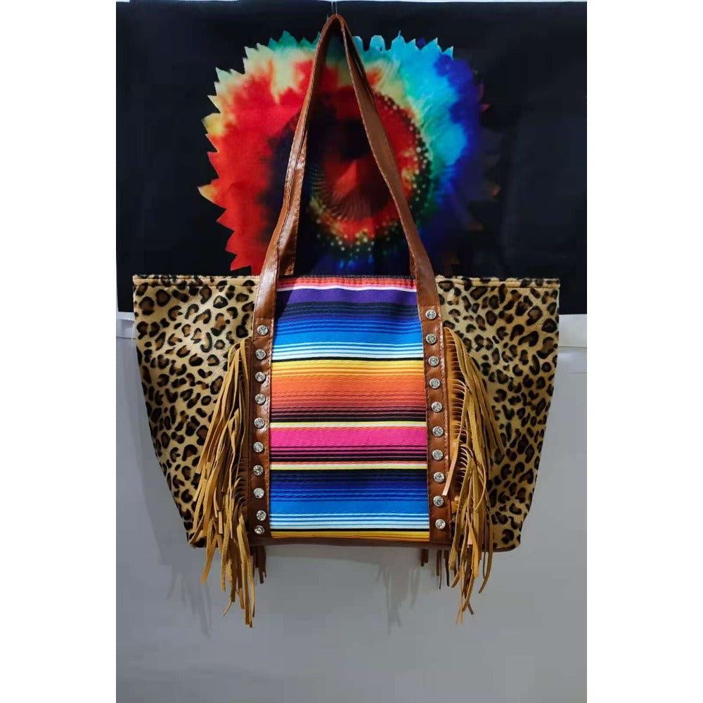 Wholesale Western Style Leopard Pattern Cow Pattern Sunflower Black Red Checkered Tassel Shoulder Bag