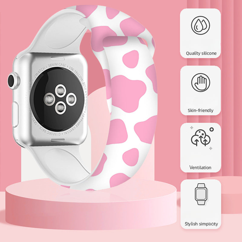 Wholesale Cow Color Block Silicone Printing Watch Strap