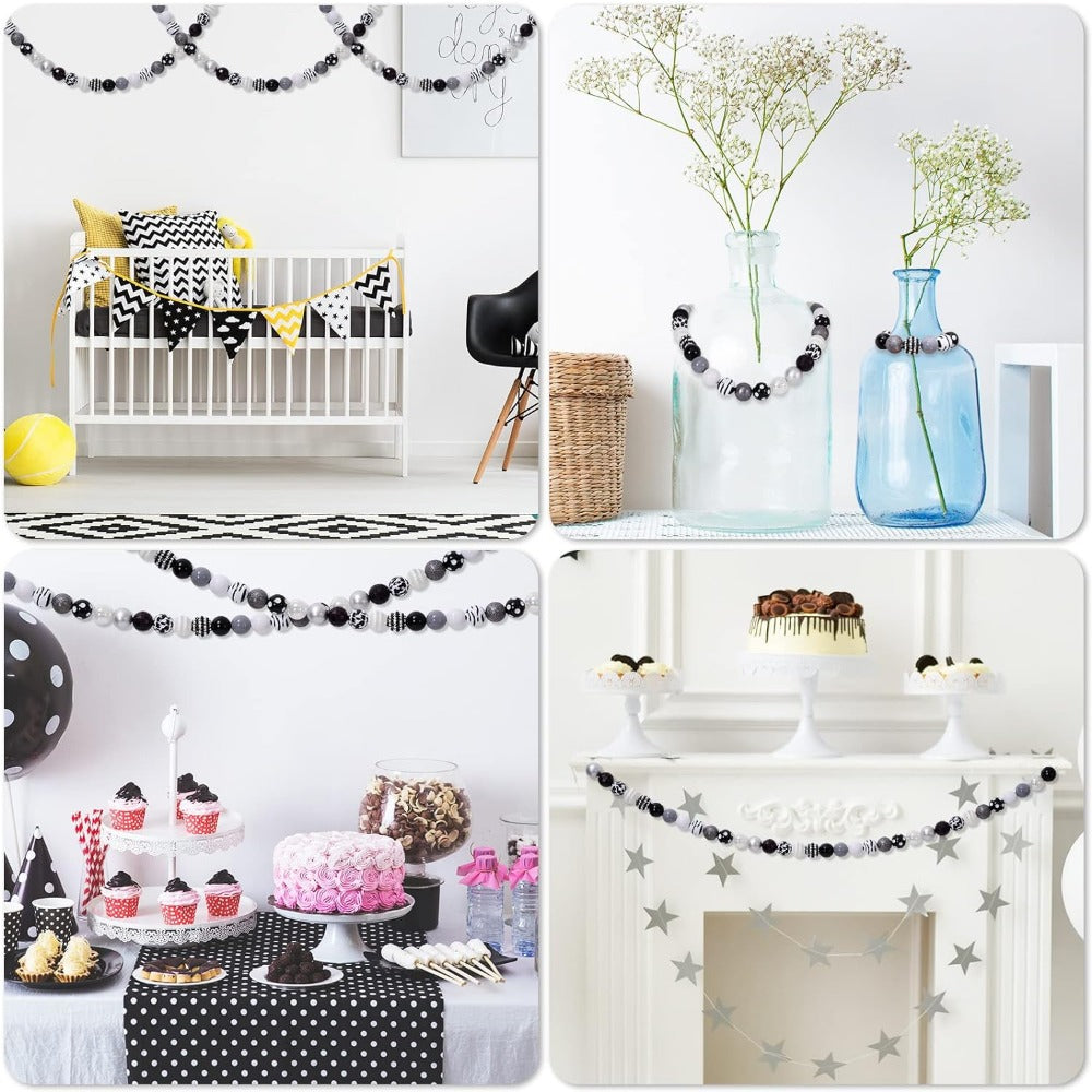 Wholesale Whaline 50Pcs 20mm Chunky Bubblegum Beads Black White Grey Cow Beads12 Styles Mixed Buffalo Plaid Spacer Beads Set Plastic Chunky Beads for Halloween Crafts Jewelry Making Boutique Craft Supplies