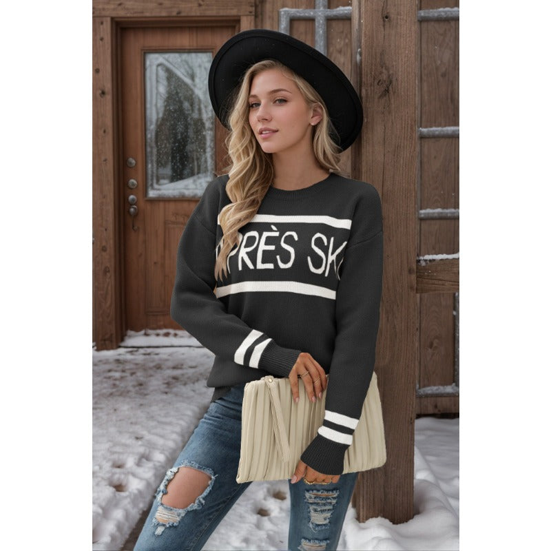 Wholesale Long-sleeved Top Round Neck Letter Jacquard Fashionable Bottoming Sweater