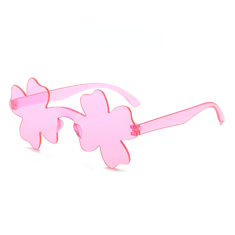 Wholesale of New One-piece Four-leaf Clover Flower Bow PC Sunglasses