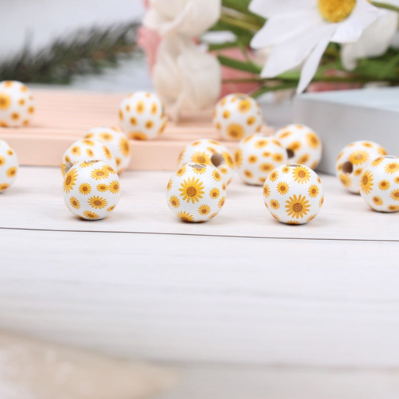 Wholesale 20pcs 16mm Sunflower Colorful Butterfly Wooden Beads