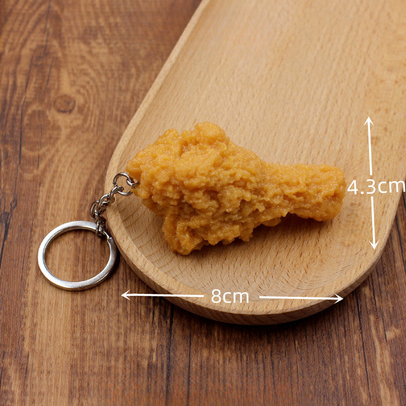 Wholesale Simulation PVC Fried Chicken Legs and French Fries Keychain