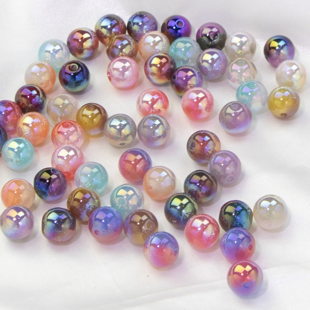 Wholesale 20pcs Starry Sky Two-color Gilded Round Beads
