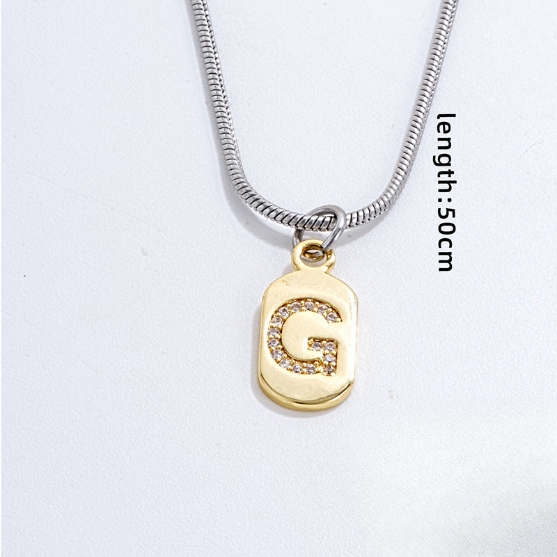 Wholesale Stainless Steel Zircon Inlaid English Letter Necklaces