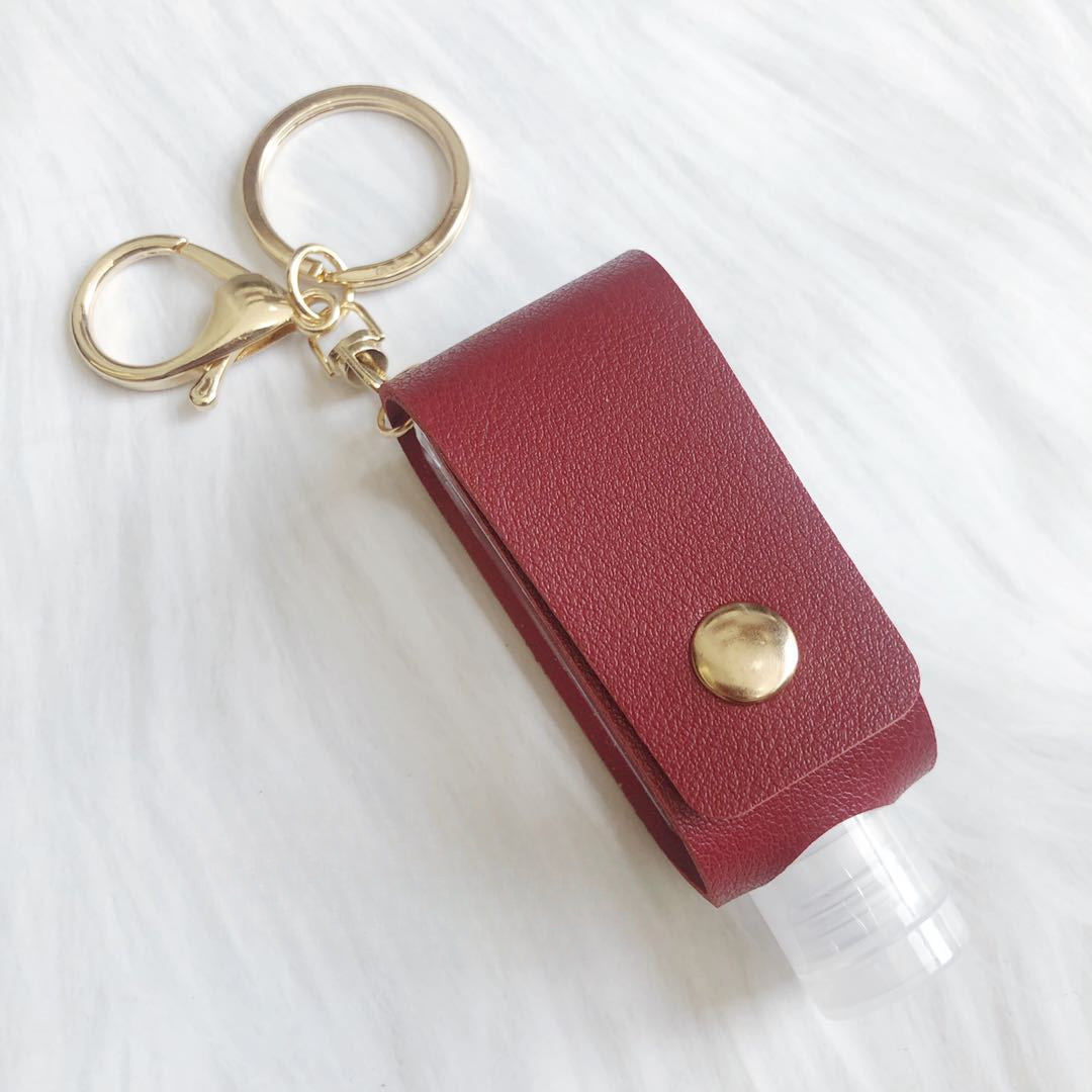 Wholesale Leather Case Perfume T-shaped Bottle Storage Bag Key Chain