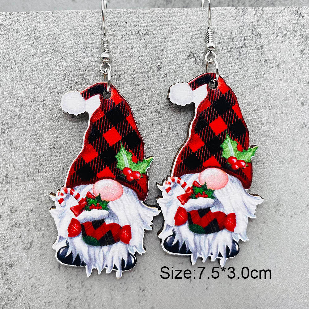 Wholesale Christmas Santa Claus Christmas Socks Elk Wooden Earrings