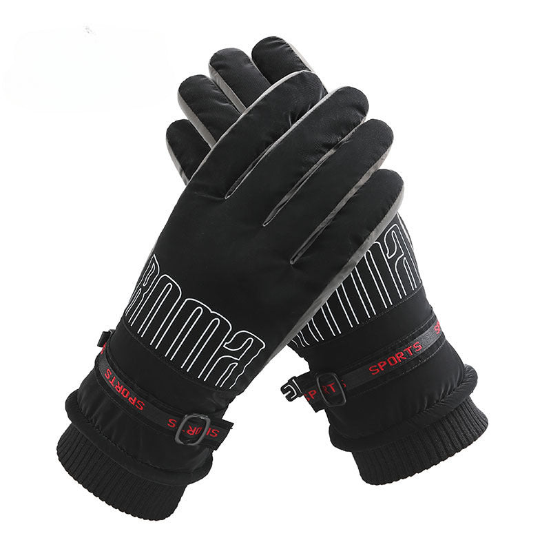 Wholesale Oxford Cloth Men's Winter Outdoor Warm Windproof Cold-proof Plus Velvet Thickened Sports Ski Split Finger Gloves
