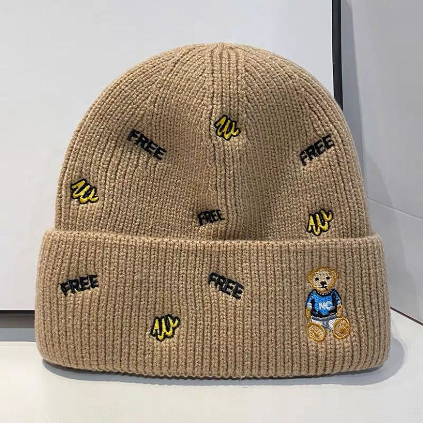 Wholesale Autumn and Winter All-match Letter Embroidered Cartoon Beanie