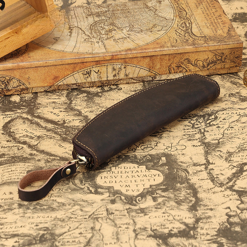 Wholesale Genuine Leather Simple Pen Storage Bag