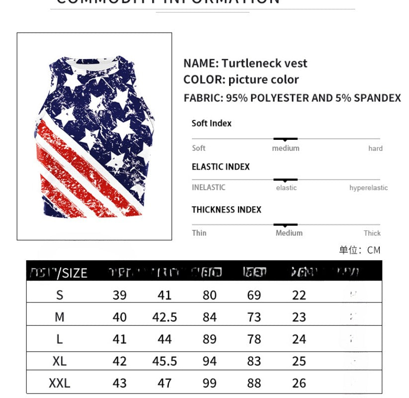 Wholesale American Independence Day Flag Print Sleeveless Off Shoulder Tank Top